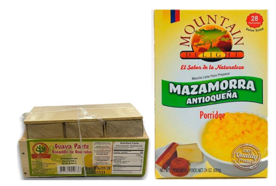 Bocadillo de guayaba y mazamorra antioqueña
